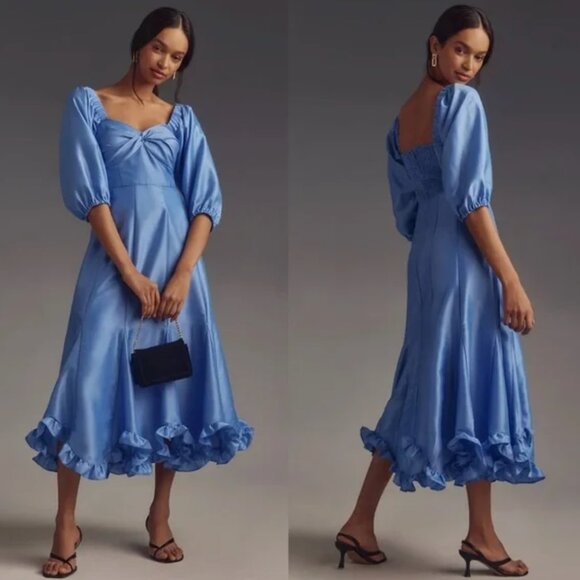 Anthropologie Dresses & Skirts - Anthropologie Hutch Twist Front Puff Sleeve Ruffle Hem Dress